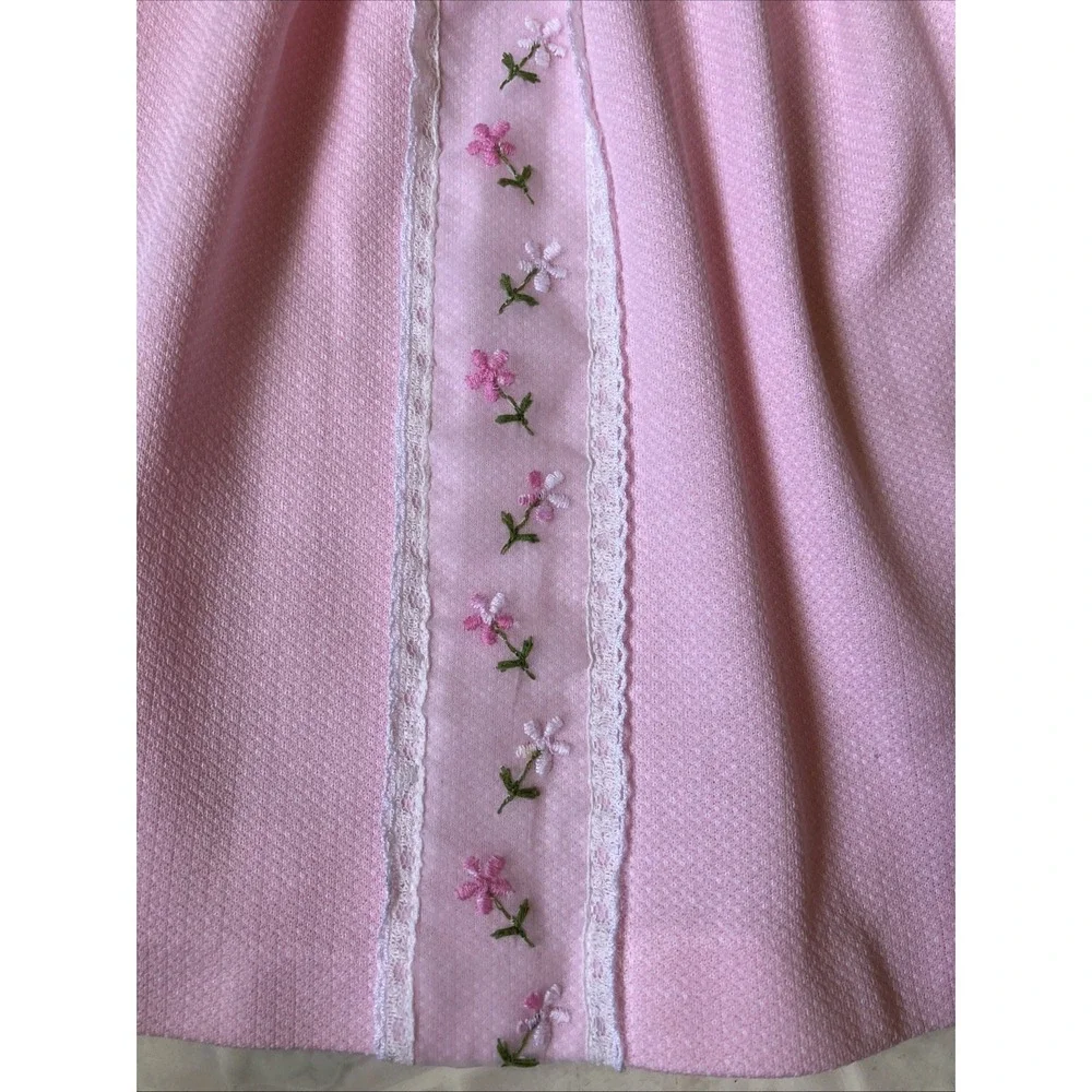 Carters Floral Embroidered Trim Pink Baby Girl Dress 18 Months 20-26 Lbs USA Vtg
